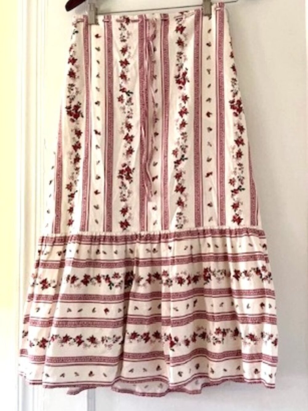 Joie Linen Blend Rose Midi Skirt Prairie Cottagecore Romantic - Picture 3 of 10
